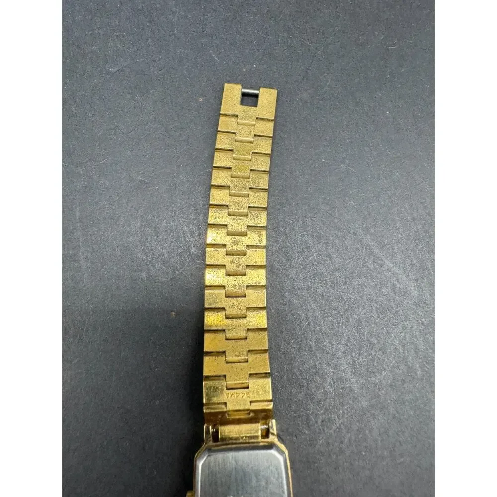 Vintage Pulsar Quartz Tank Watch Women's Gold Tone V232-5060 17mm Bracelet Band